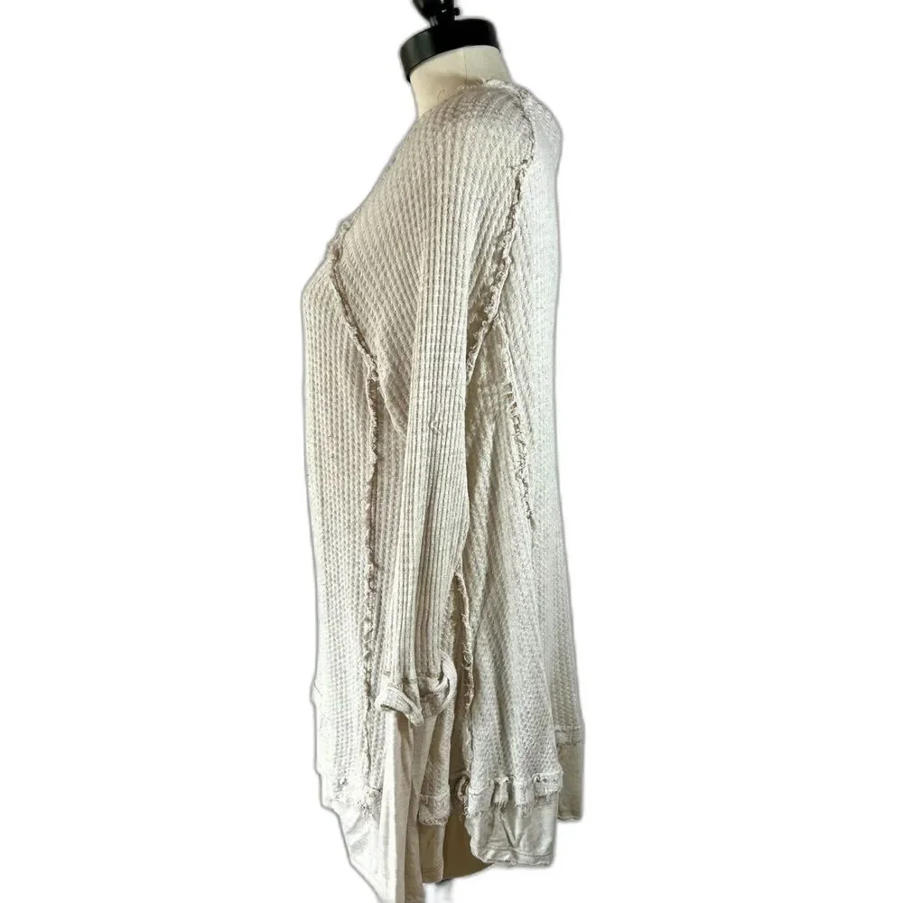 Free People We the Free Laguna Thermal Tunic Raw Edge Frayed Oversized Sz M